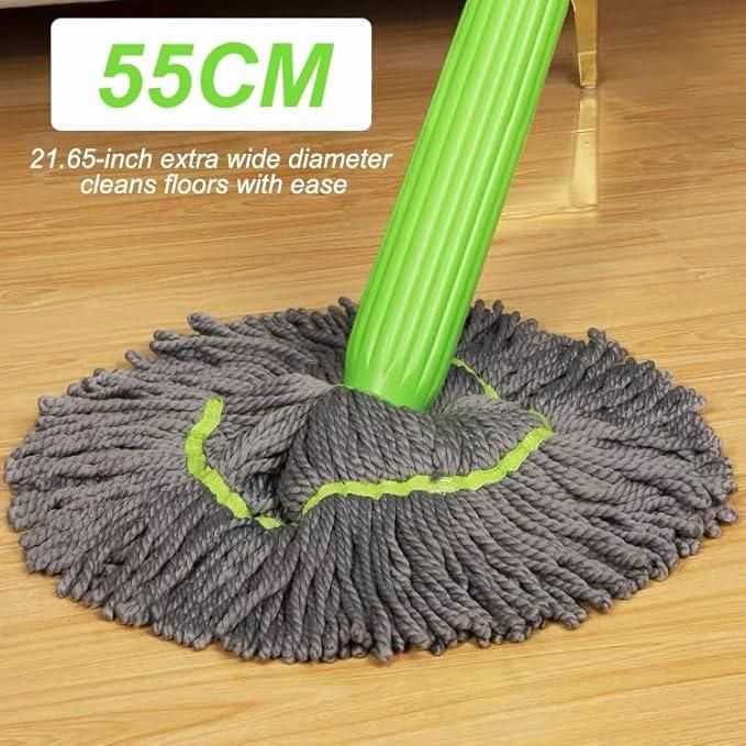 Self-Twisting 360° Rotating Microfiber Mop with Steel Handle (55 CM)